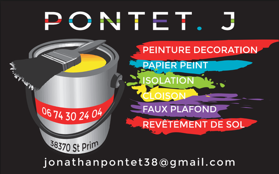 Carte de visite PONTET.J de Jonathan Pontet : téléphone 06 74 30 24 04, email jonathanpontet38@gmail.com et prestations.